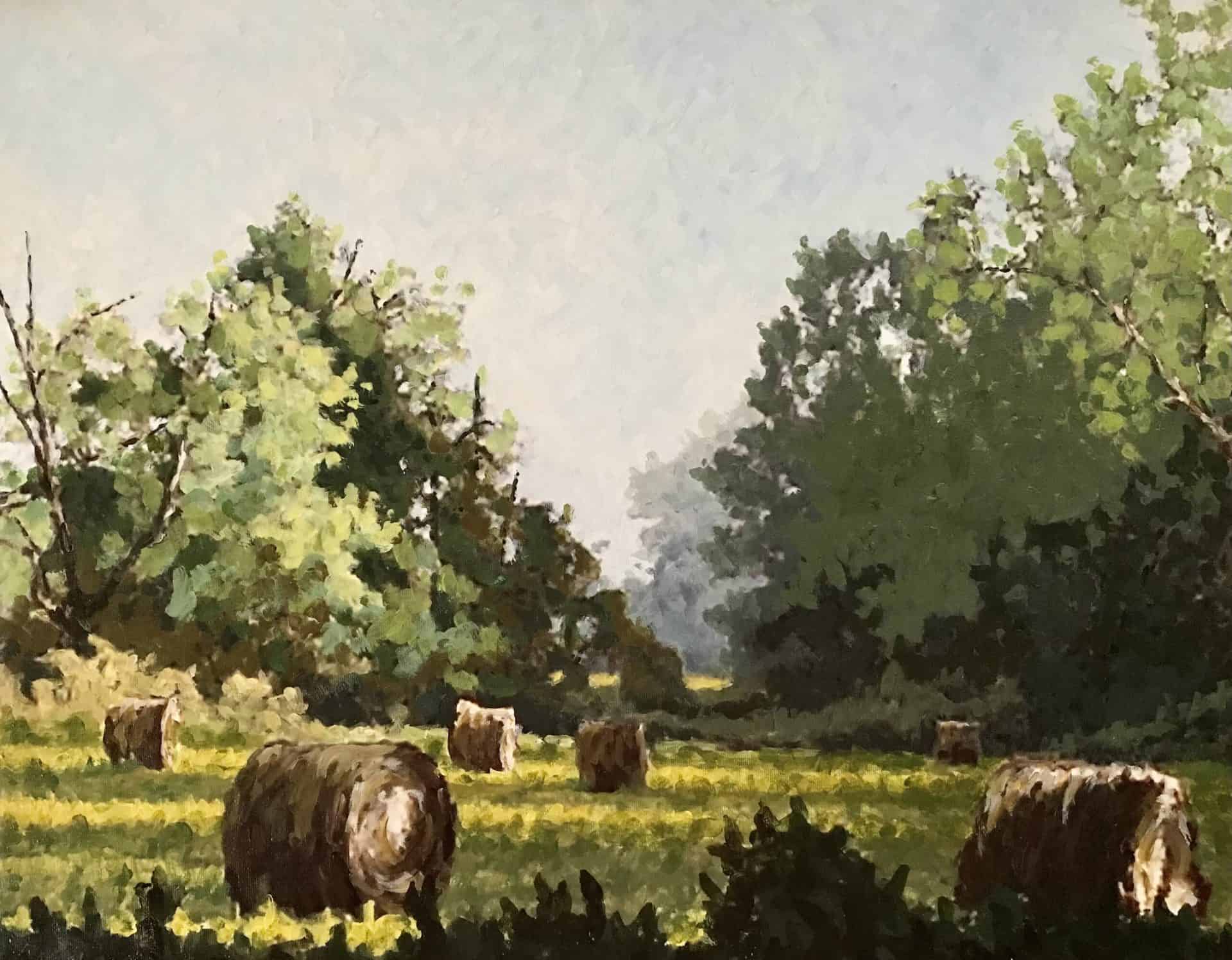 Painting titled Hay Season: Richland Creek by Peter Brown