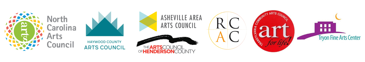 Logots for the North Carolina Arts Council, Haywood Arts Council, Asheville Area Arts Council, RCAC, Transylvania Arts Council and Tryon Fine Arts Center